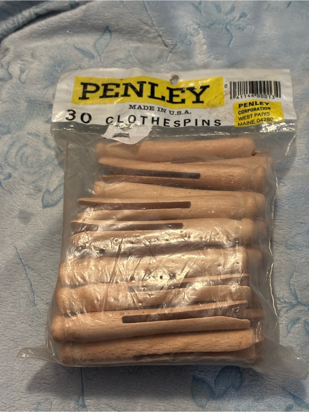 Penley Natural Wood Clothespins - 30 Pack New Old Stock